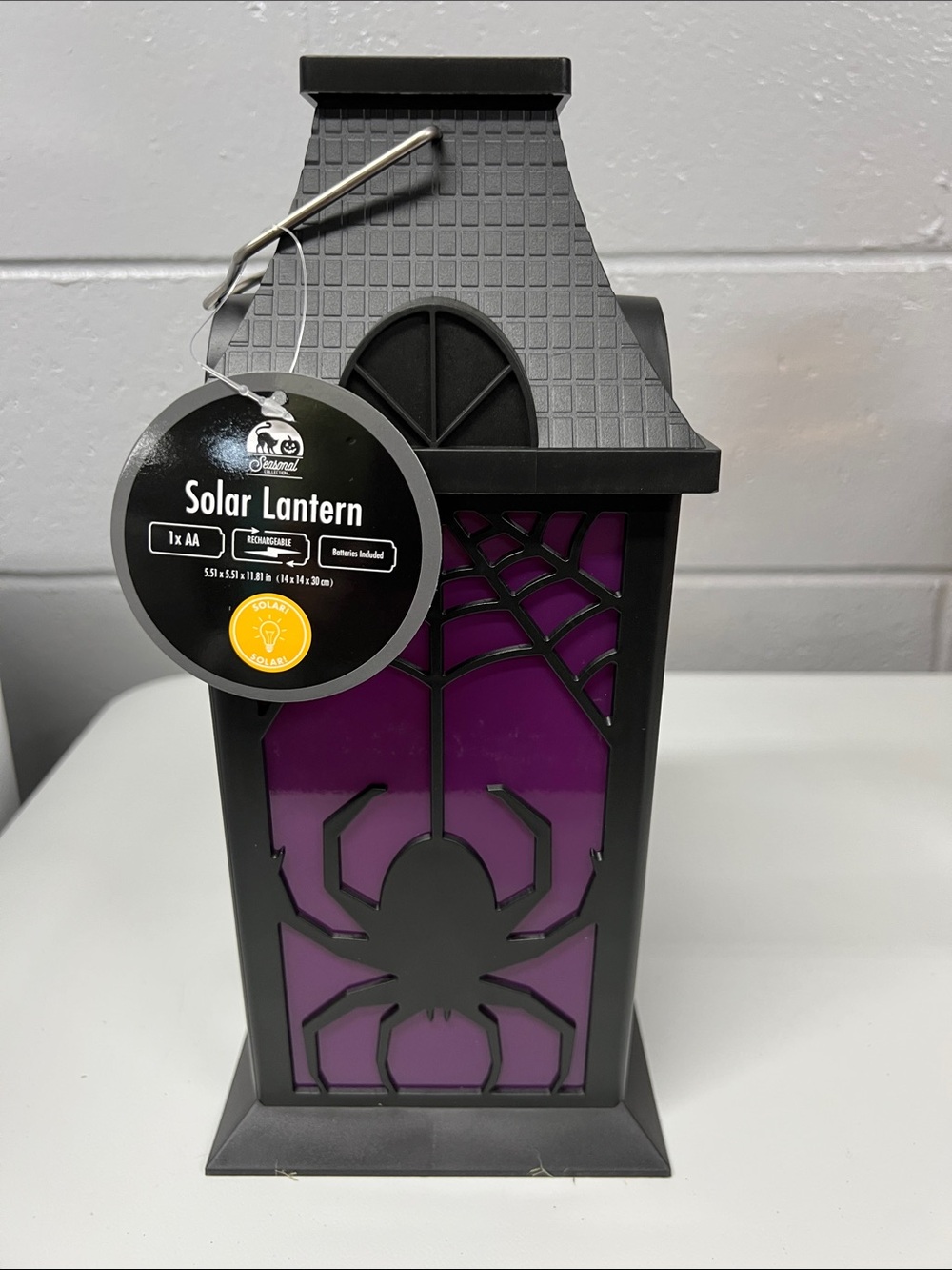 Solar Lantern with Purple Spider Design